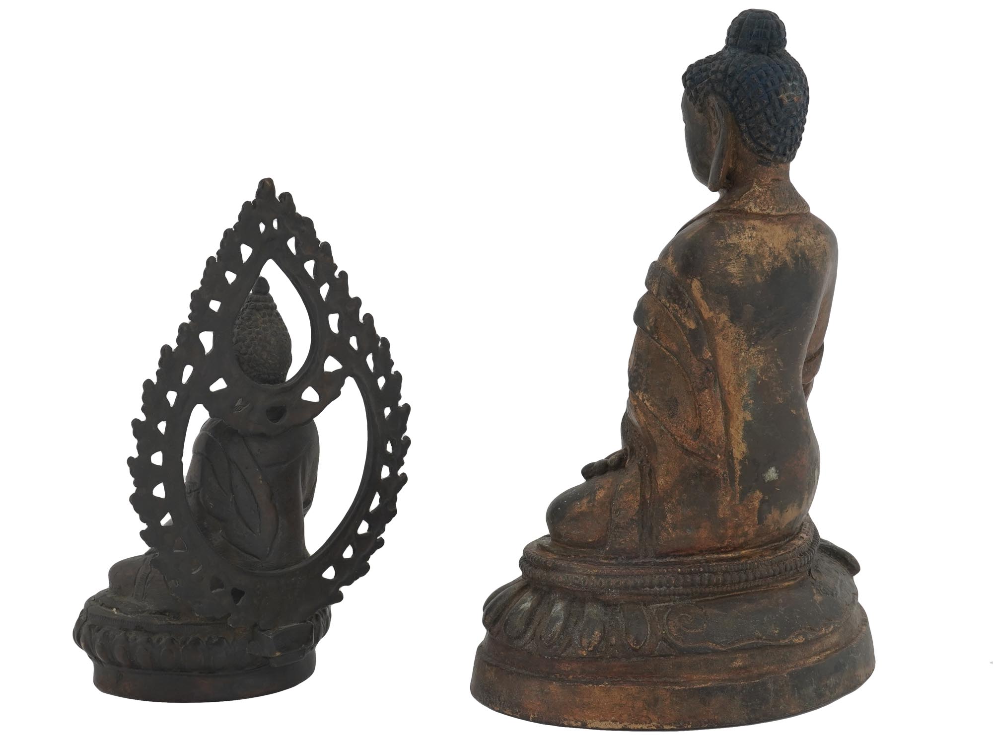 PAIR OF ASIAN PATINATED BRONZE STATUES OF BUDDHA PIC-3